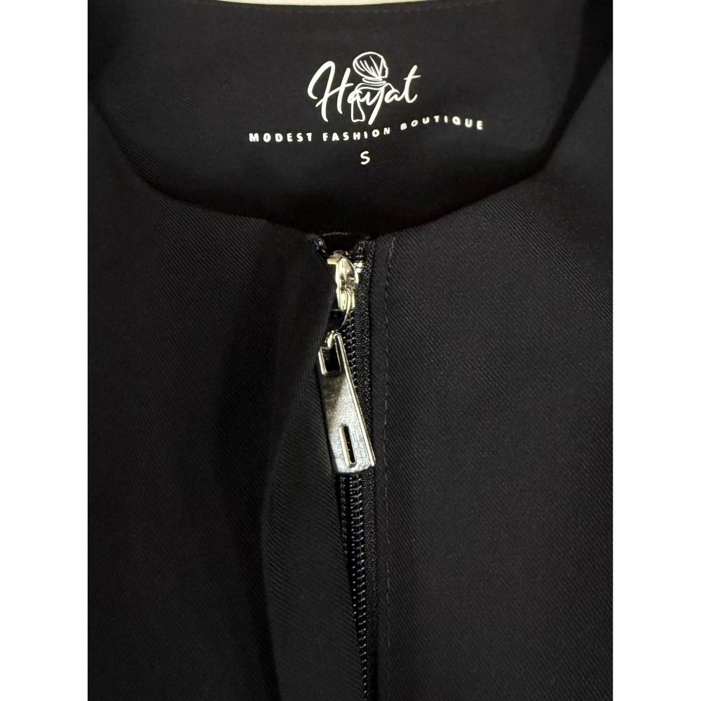 Hayat Modest Fashion Boutique Black Abaya Rhinestone Tiered Sleeve Dress Small - Picture 4 of 7